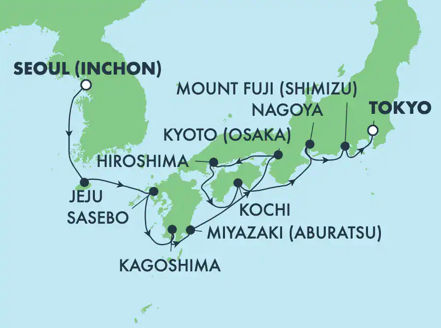 CROISIERE JAPON 11 JOURS SUR LE LE NORWEGIAN SUN La Route du Japon